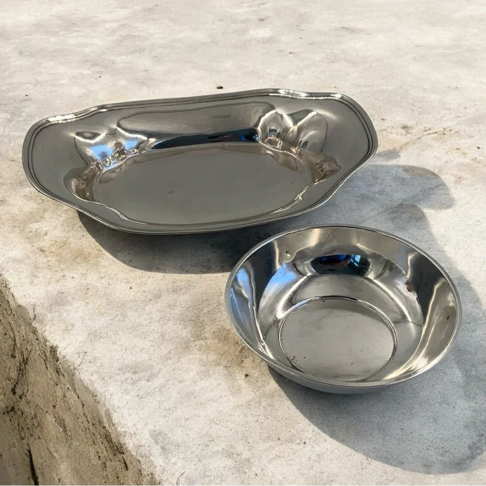 Vintage Sterling Silver Lot: Bread Tray, Bowl, Mint Julep Cup, 487 Grams, Marked - Picture 9 of 16